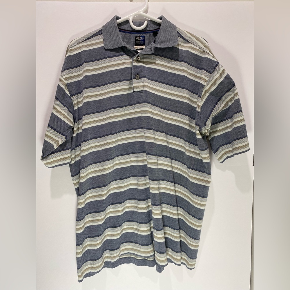 Callaway Golf Shirt L Men’s Polo Striped 80s Two-Play Double Mercerized Vintage